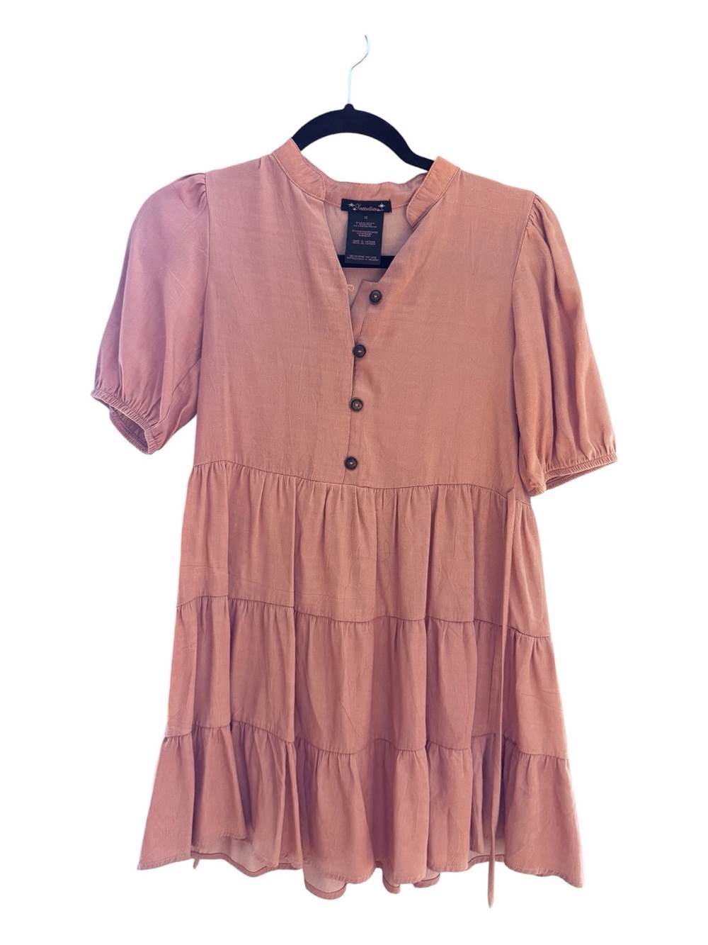 Xtraordinary Dusty Rose Tiered Button-Front Dress